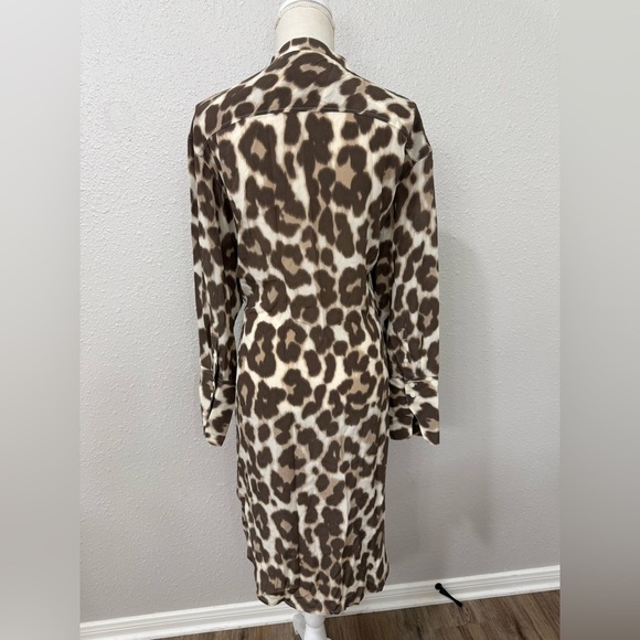 J.Crew Tie-front Silk Shirtdress In Dusty Leopard Size 14-16 - Picture 6 of 12